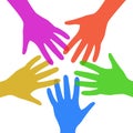Team, colored hand crowd - for stock
